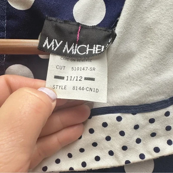 Vintage 1980s My Michelle Navy and White Polka Dot Jumpsuit - Picture 6 of 8